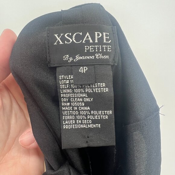 XScape by Joanna Chen Black Mesh Overlay Belted Dress Women's 4P - Picture 6 of 6